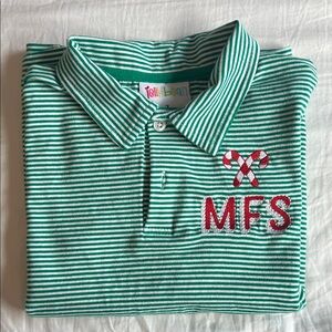 Jellybean Green Striped Polo Shirt with Embroidery for Christmas